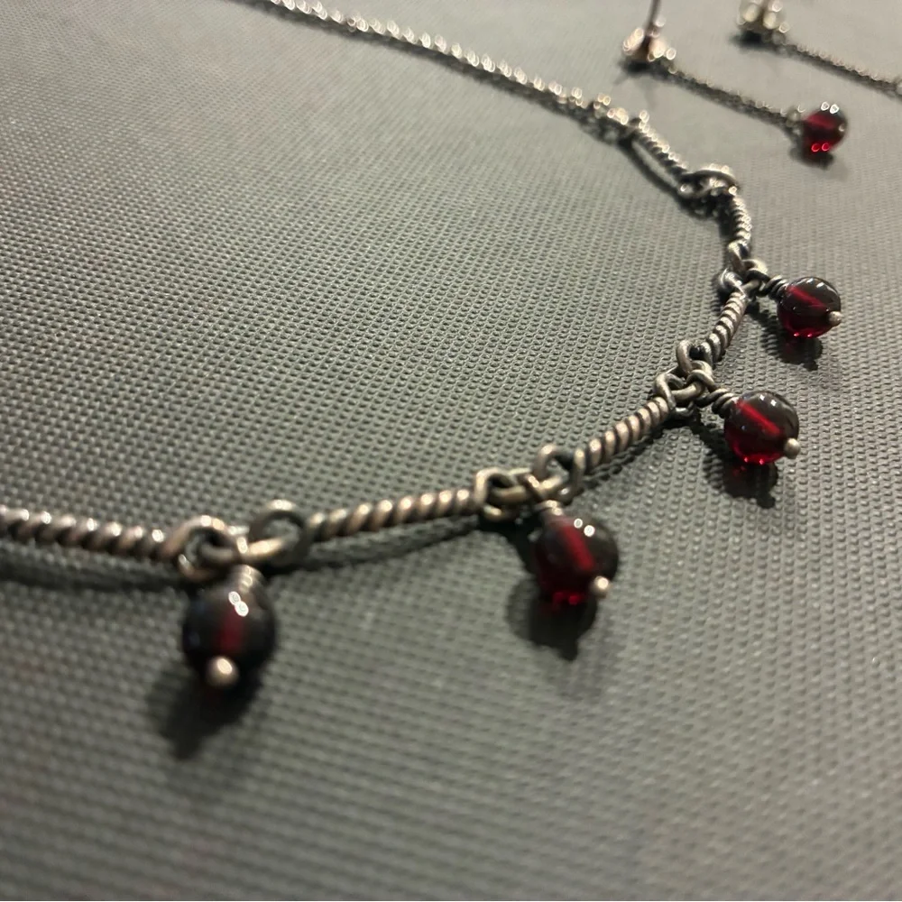 Rare Retired James Avery Garnet Necklace and Earring Set - Picture 4 of 8